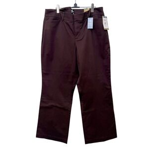 Dockers Metro Pant Womens 16 Short Brown Mid Rise Curvy Fit Individual Waistband